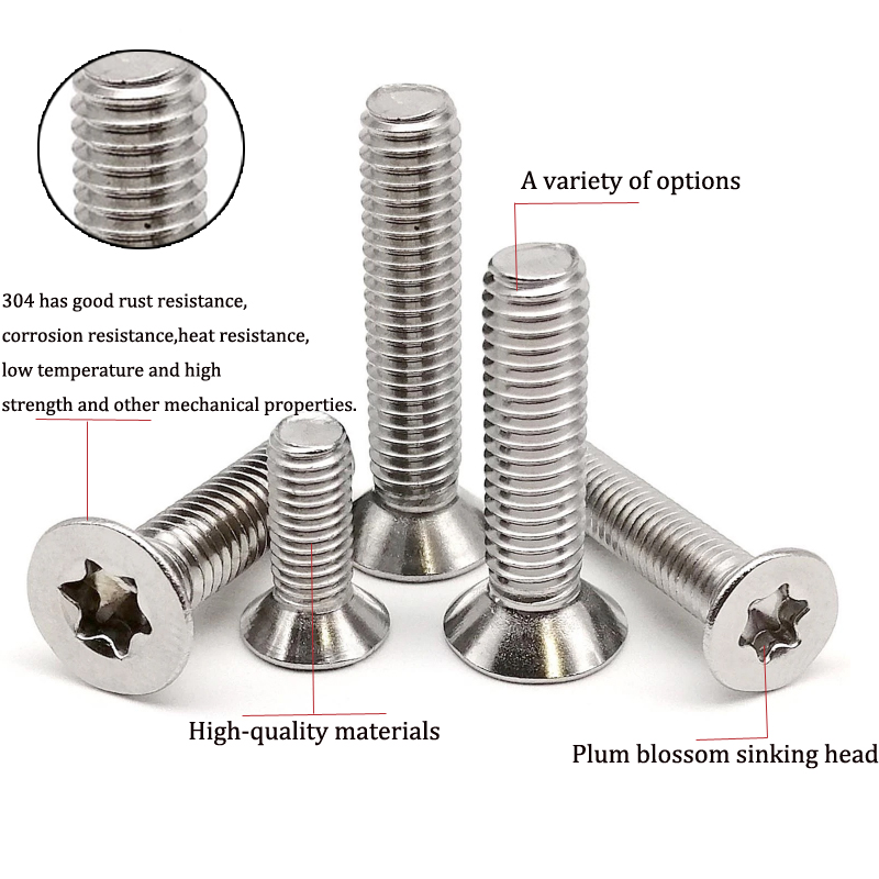 25/50 stks M2.5 M3 M4 304 Rvs Zes Kwab Torx Platte Verzonken Kop Schroef Bolt