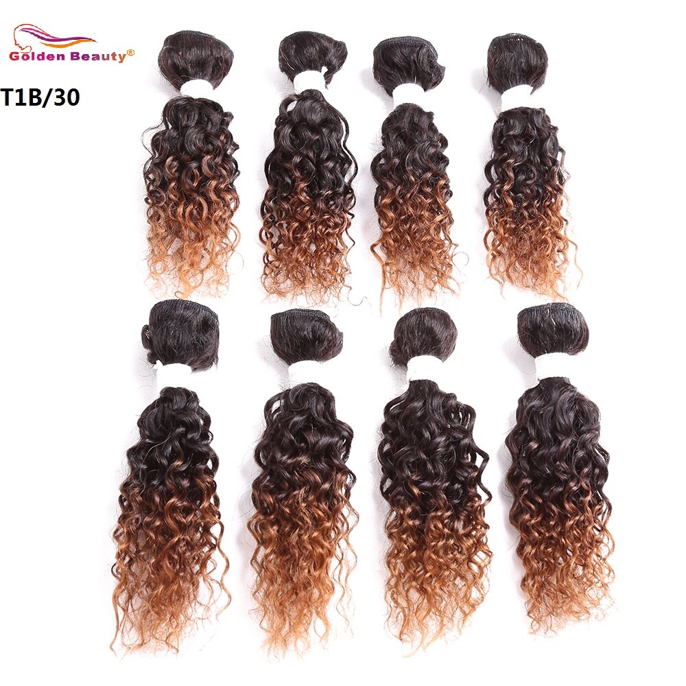 8-14 pollici Jerry arricciare Capelli Sintetici Tessuto Dei Capelli Cucire in Estensioni Dei Capelli Ombre Dei Capelli di Trama 8 pz/pacco D'oro di Bellezza