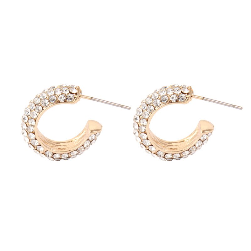 Itenice Bohemia C Crystal Earrings Ear Cuff For Women Stackable C Shaped Rhinestone Ear cuffs Clip on Earring Gold Jewelry: 2pcs-white