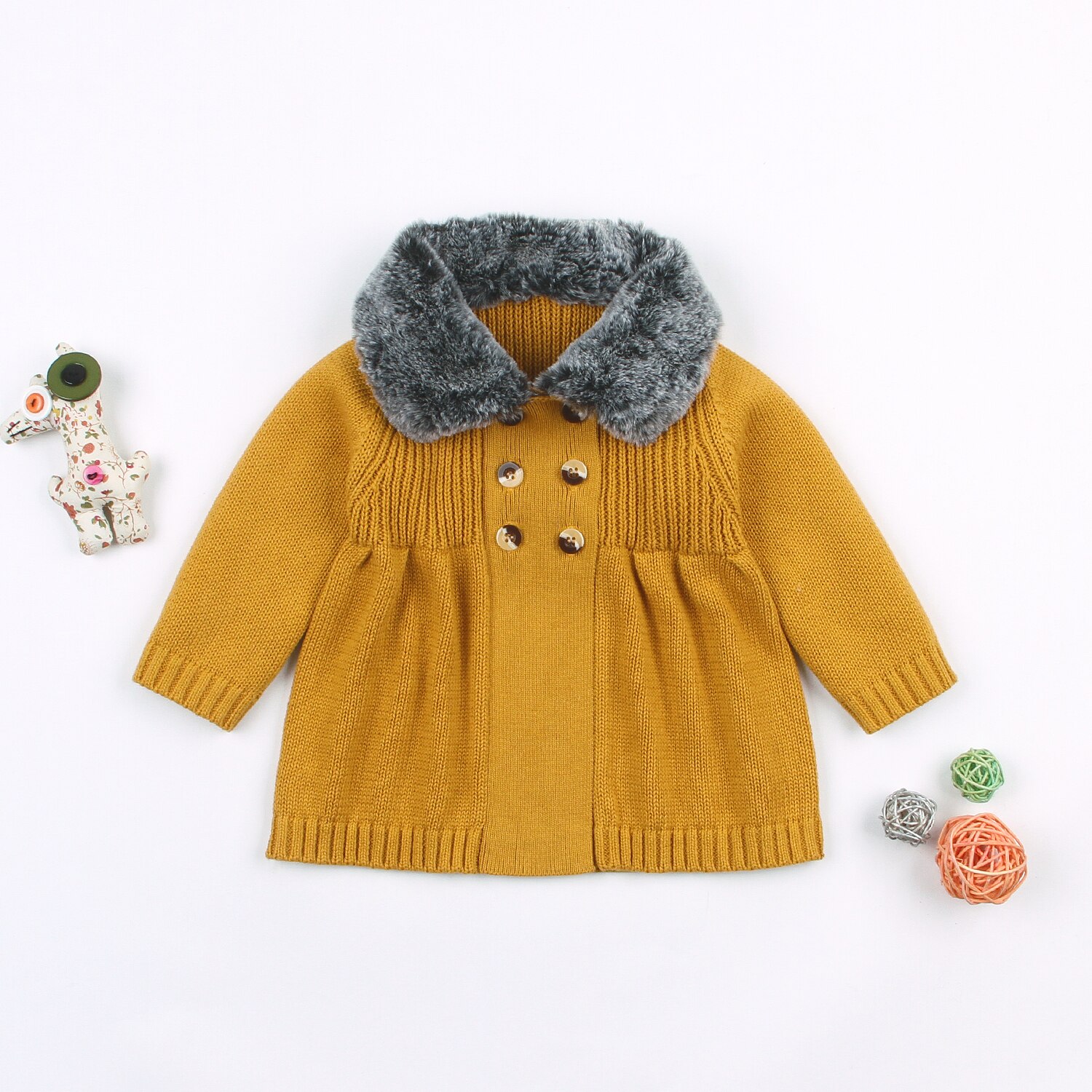 Peuter Kids Baby Jongen Meisje 3 M-24 M Lange Mouwen Gebreide Trui Vest Jas Jas Uitloper: YELLOW / 6m