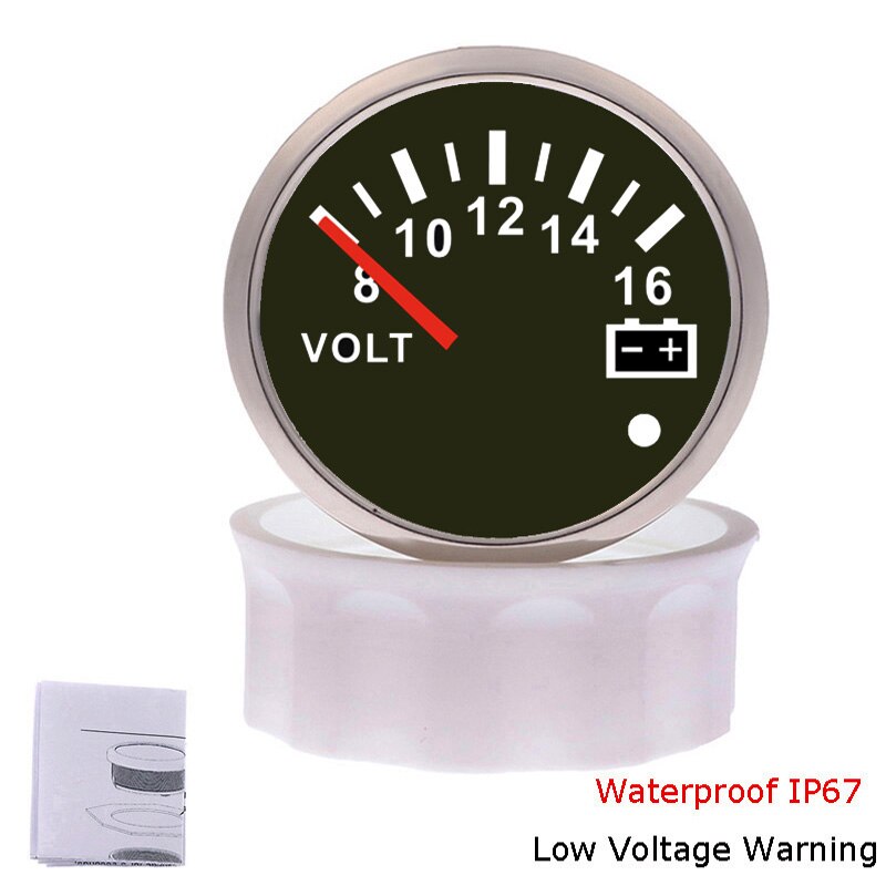 Waterdichte IP67 Auto Marine Voltmeter Volt Meter Gauge 16-32 Volt 8-16 Volt Auto Voltage Meters Met lage Voltage Waarschuwing Licht