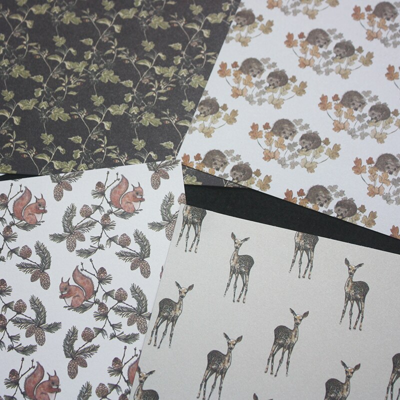 KSCRAFT 10pcs 6" Single-side Printed Winter Woodland pattern papercraft art paper handmade scrapbooking kit set book