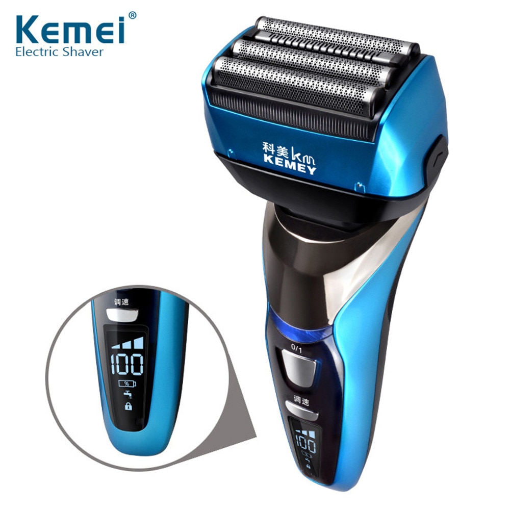 Pro Razors Wet &amp; Dry Kemei Electric Shavers LCD Display Rechargeable Cutters for Men Beard Trimmer Shaving Machines