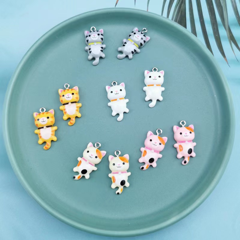 10pcs 15*29mm Cute Cat Flat Back Charms For Pendant DIY Earrings Necklace Jewelry Accessories Finding