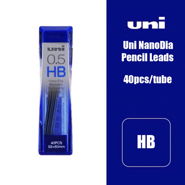 1tube/lot Uni Nano Dia 0.5-202ND Mechanical Pencil Led 0.3/0.5/0.7/0.9mm HB/2B School Student Office: 0.5 HB 40pcs
