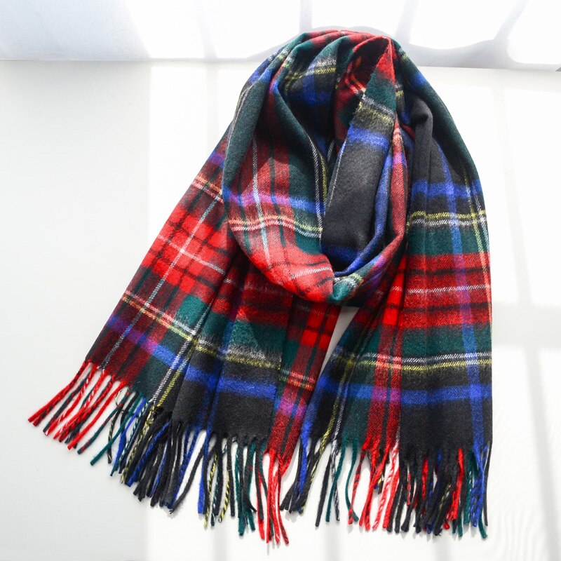 Brytyjski czarny pled szalik wełniany kobiety zimowe ciepłe rozszerzone frędzle moda szale szal mężczyźni długi szal paszmina chustka Christmas prezent: Default Title