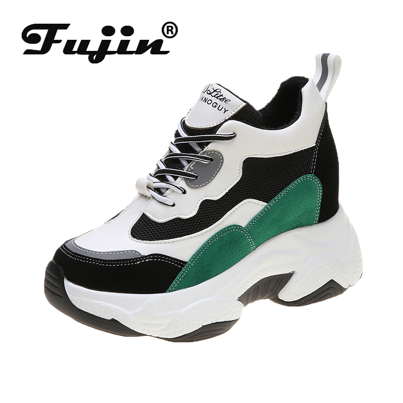 Fujin winter dames sneakers, zacht, warm, ademend, ronde neus, dikke zool, vrijetijdsschoenen met veters voor dames.