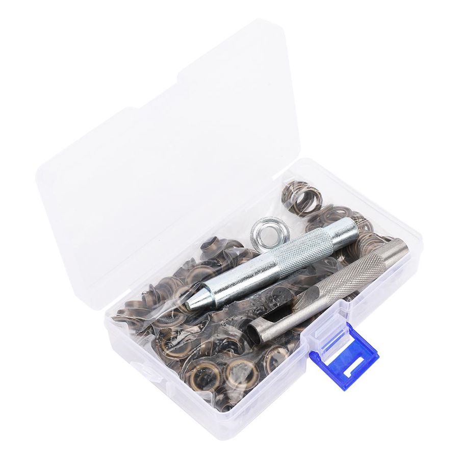 100pcs Bronze Round Eyelet Punch Die Tool Kit DIY Eyelets for Clothing Bags Advertising Eyelets Punch Tool