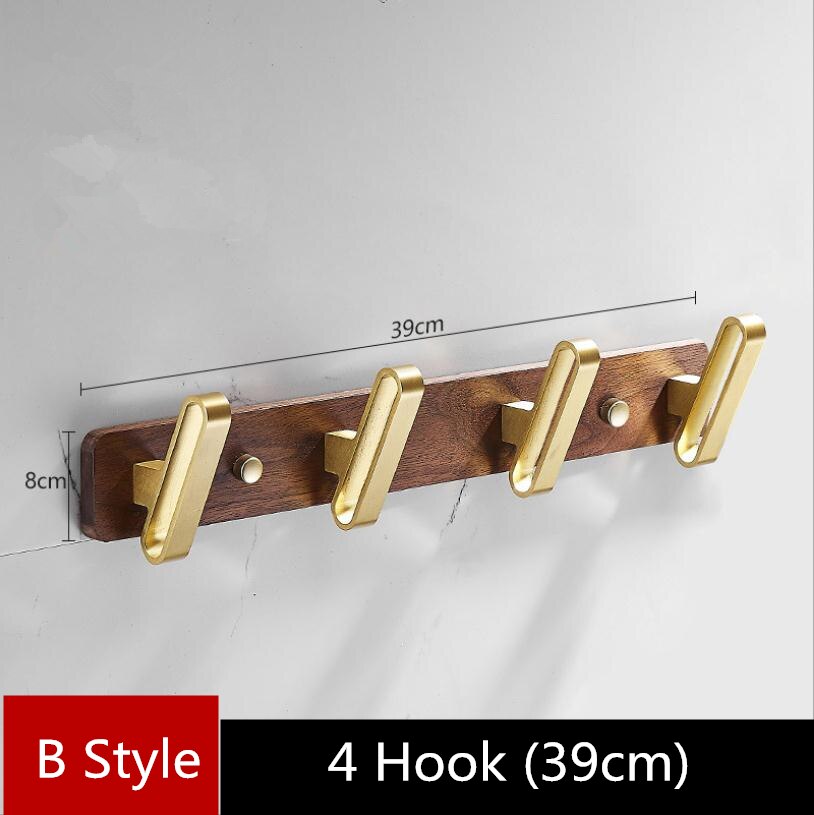 Træ og aluminium håndklæde krog væg krog dør bøjle tøj kappe krog multifunktionel hardware hardware: B  4 krog