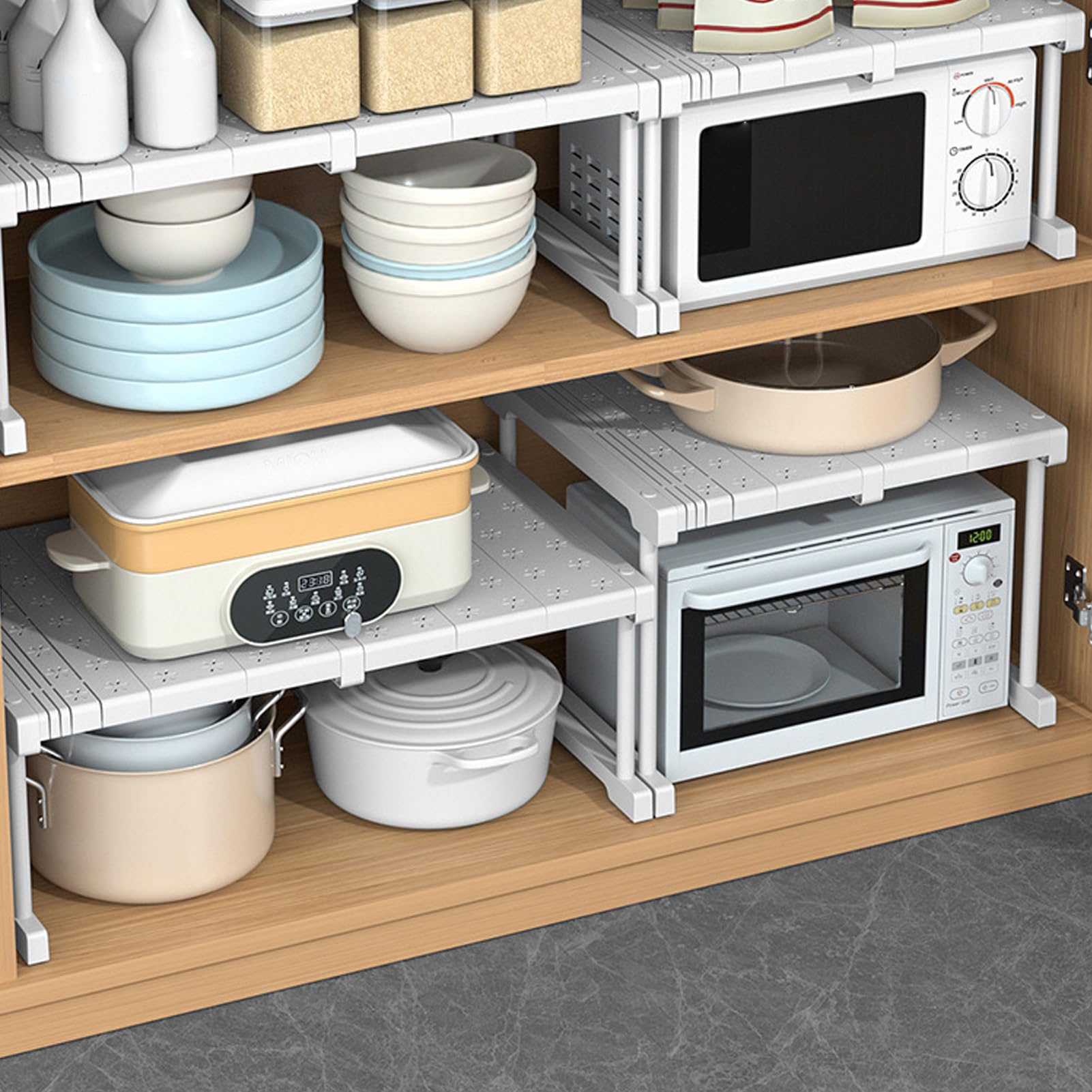 Expandable Closet Tension Shelf Storage Kitchen Stackable Shelves Adjustable Organizer Cabinet Wardrobe Sink Tension Shelf Rack