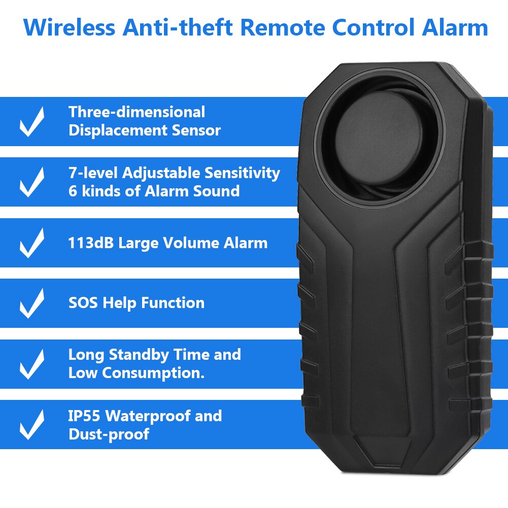 MR 22R2 7 level adjustable sensitivity Wireless Bicycle Bike Anti theft Alarm Security Remote Control Lock Loud Sound Alarm