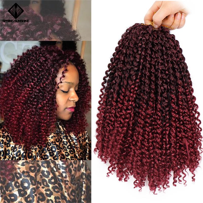 Extensiones de pelo sintético Marley, trenzas trenzadas de ganchillo estilo bohemio, de 14 pulgadas, rizado Afro, para mujer: TBug