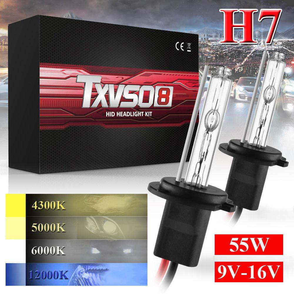 Bombillas de HID Xenon de reemplazo H7, luz de Faro de 55W, 3500-4500LM, Burbuja recta, 4300K-12000K, Xenón HID, 1 par