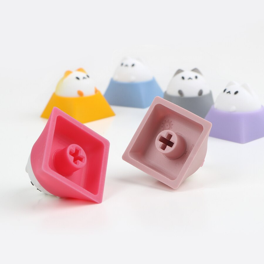Keycap Hammer Bubble Cat Artisan, Compatible con interruptores Cherry MX, negro, amarillo, verde, azul, rojo, rosa, para teclados mecánicos