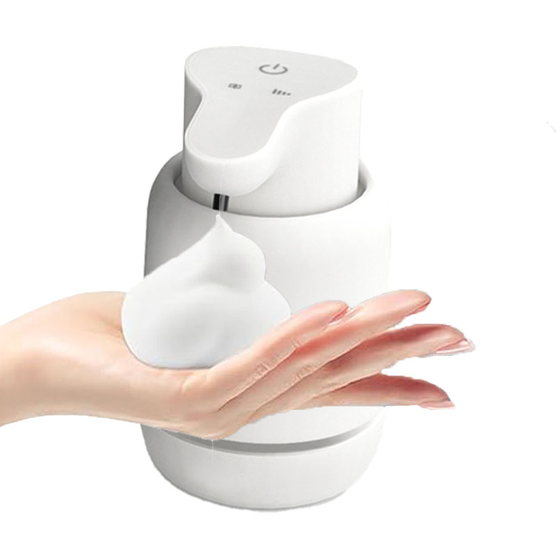 Automatischer Schaumseifenspender, berührungsloser Schaumseifenspender, USB wiederaufladbar, elektrisch, 4-stufig verstellbarer Flüssigkeitsspender: WEISS