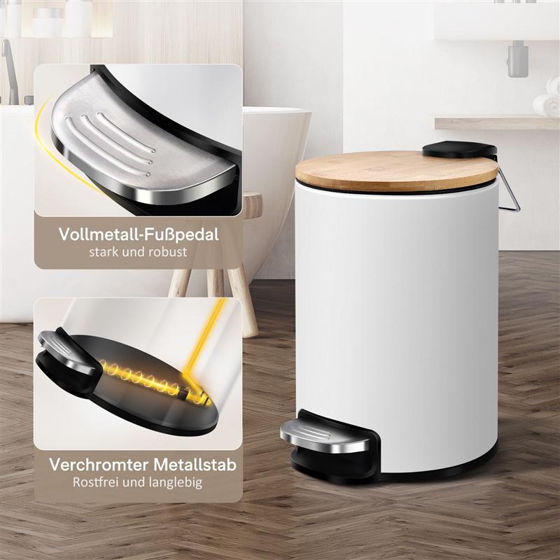 3L Ronde Rvs Stap Prullenbak Prullenbak Vuilnis Container Prullenbak Voor Keuken Badkamer Slaapkamer