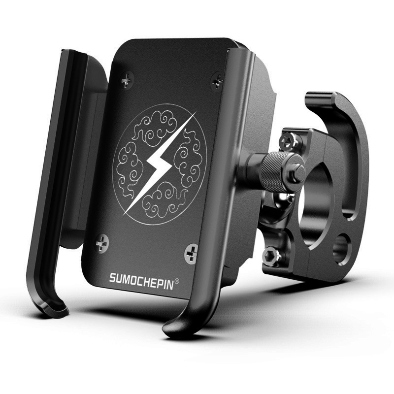 Soporte Universal de aleación de aluminio para manillar de motocicleta, soporte para teléfono celular con gancho para teléfonos móviles de 4-6,5 pulgadas, GPS, etc.