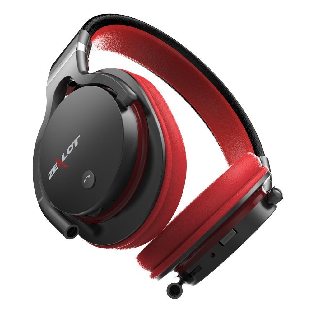 ZEALOT B5 Super Bass Bluetooth 4.0 Headphone Over Ear Stereo Wireless Headset With Microphone Micro-SD Card Play: Black Red