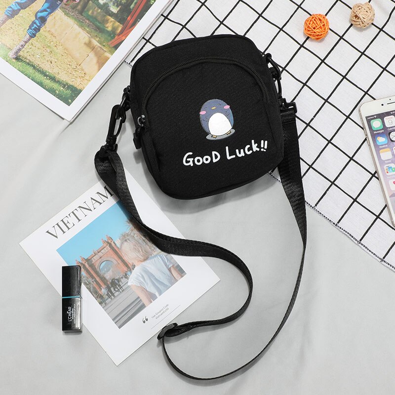 Small Shoulder Bag for Women Handbag Messenger Bags Crossbody Bag Canvas Shoulder Bag Female Girl Sling Bag: Black