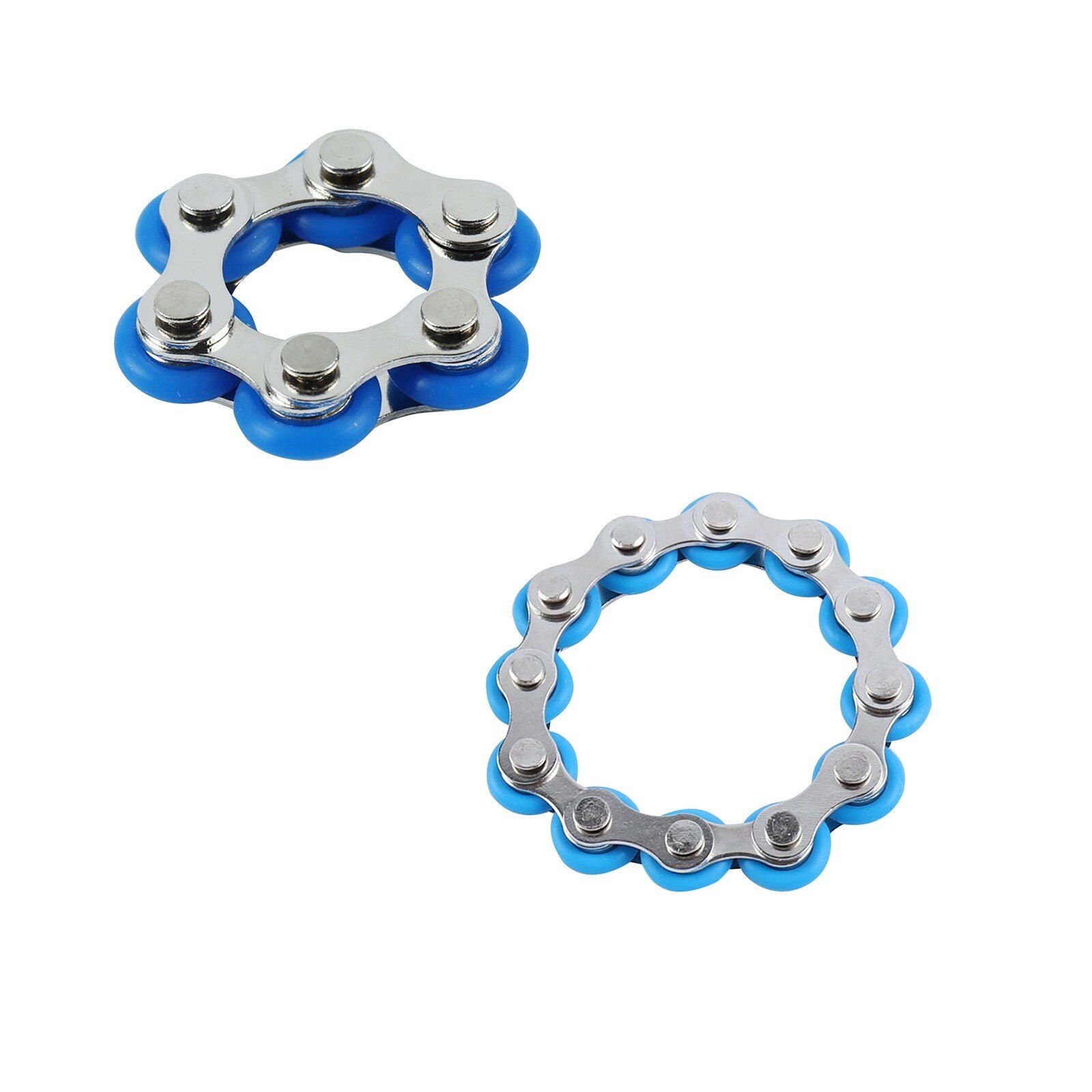 2PC 6/12 nodi nuovi portachiavi catena Fidget giocattoli per ansia catena antistress catena per bicicletta in acciaio inossidabile fibbia portachiavi giocattolo dito: B