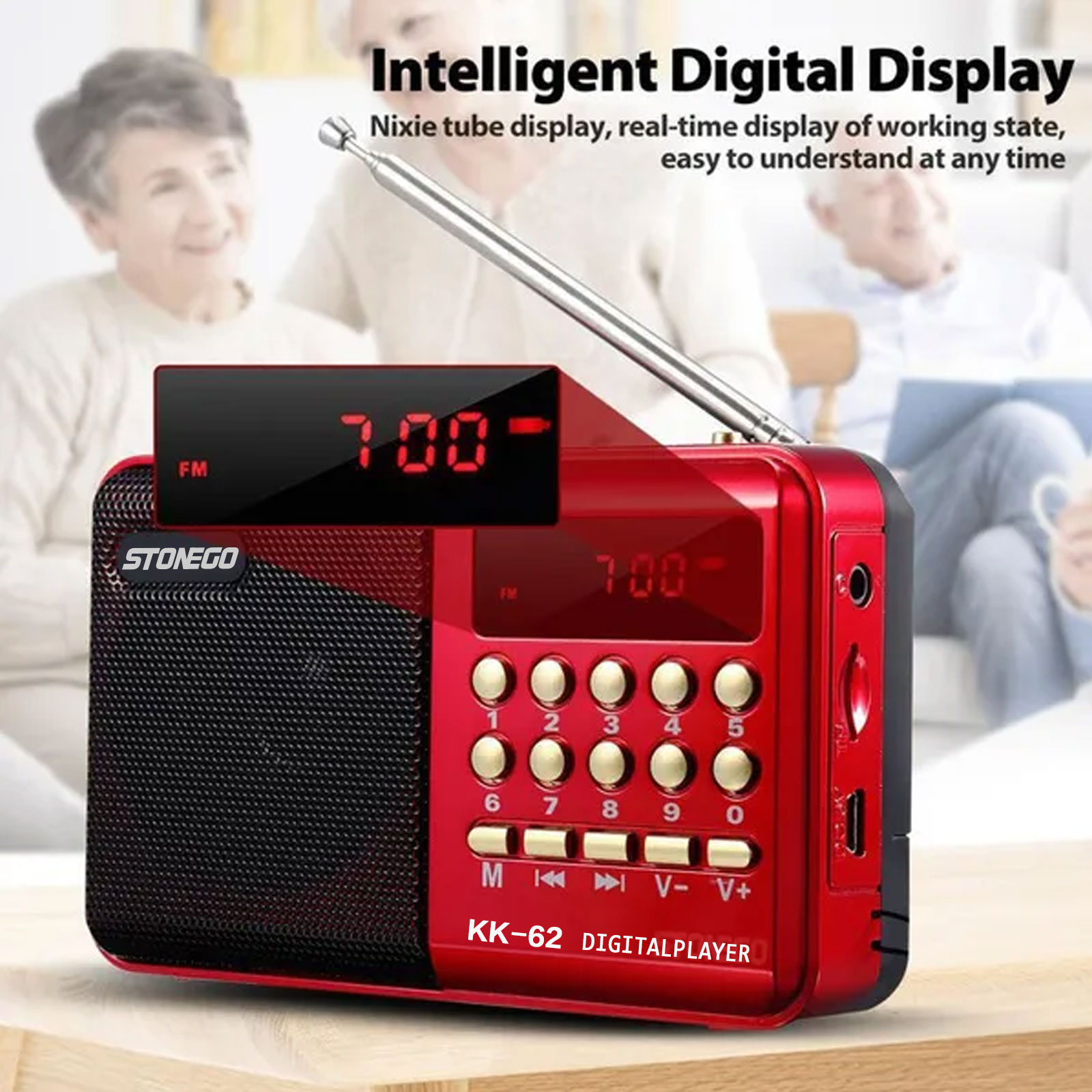 STONEGO 2 size Mini Portable Radio Handheld Rechargeable Digital FM USB TF MP3 Player Stonego Speaker Devices Supplies
