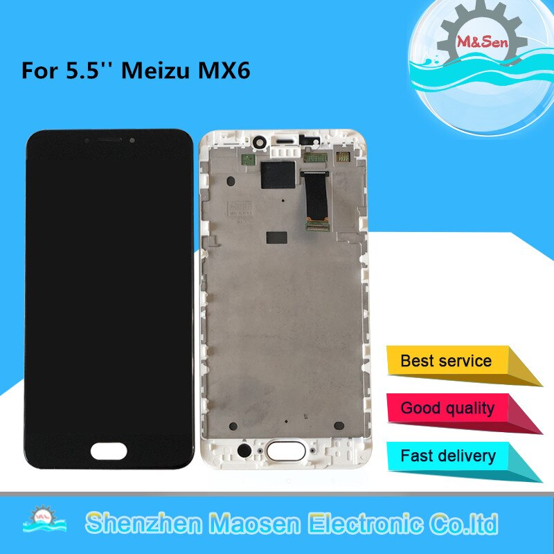 5.5 original original original testado m & sen para meizu mx6 tela lcd com moldura + painel de toque digitador da tela para meizu mx6 quadro exibição