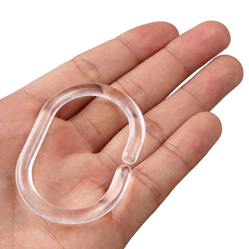 Anneaux de rideau de douche elliptique en plastique Transparent pliable en forme de C, accessoires de salle de bain, Clips LC à usage domestique, 24 pièces