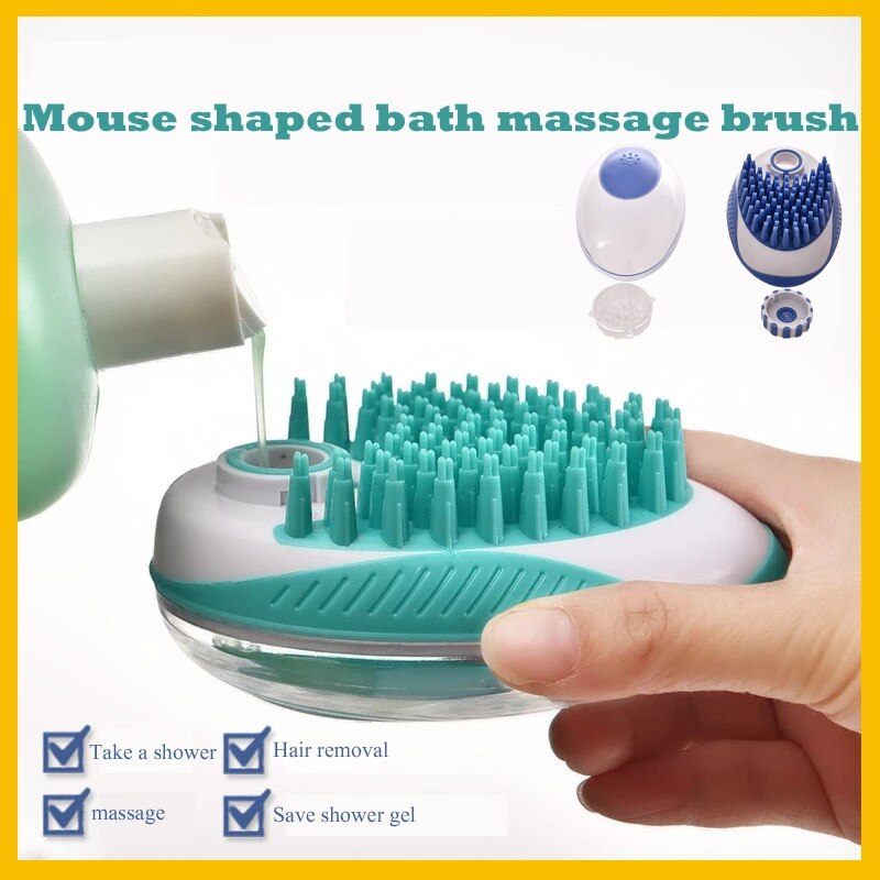Huisdier Borstel Silicon Bad Schoonmaken Grooming SPA Borstel 2 In 1 Shampoo Doseren Hond Massage Baden Tool Pet Kat Douche attachment