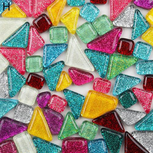 500Stck Unregelmäßige Mischte Farbe funkeln Mosaik Steine DIY Handgemachte Handwerk Wohnkultur: H