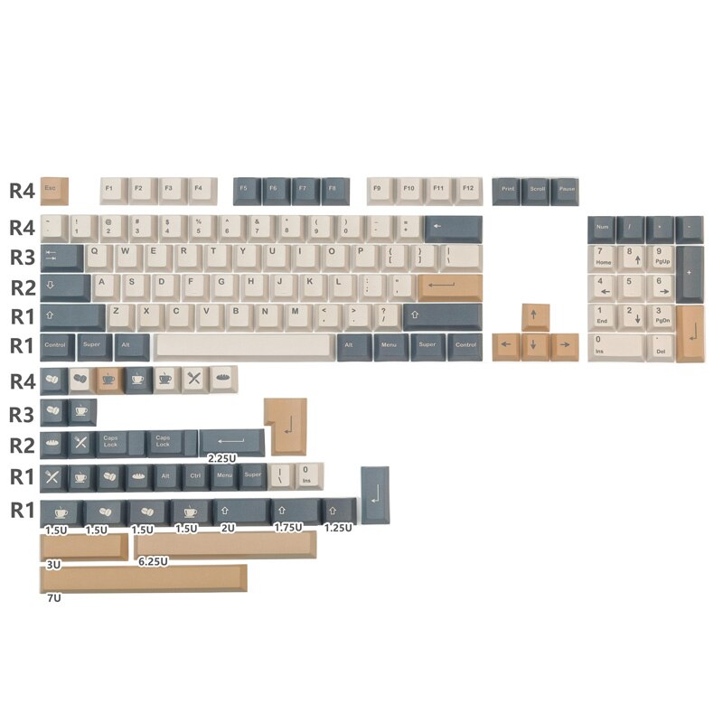 140 Keys GMK Coffee Mocha Keycaps Cherry Profile PBT DYE Sublimation Mechanical Keyboard Keycap For MX Switch: GMK Coffee Mocha