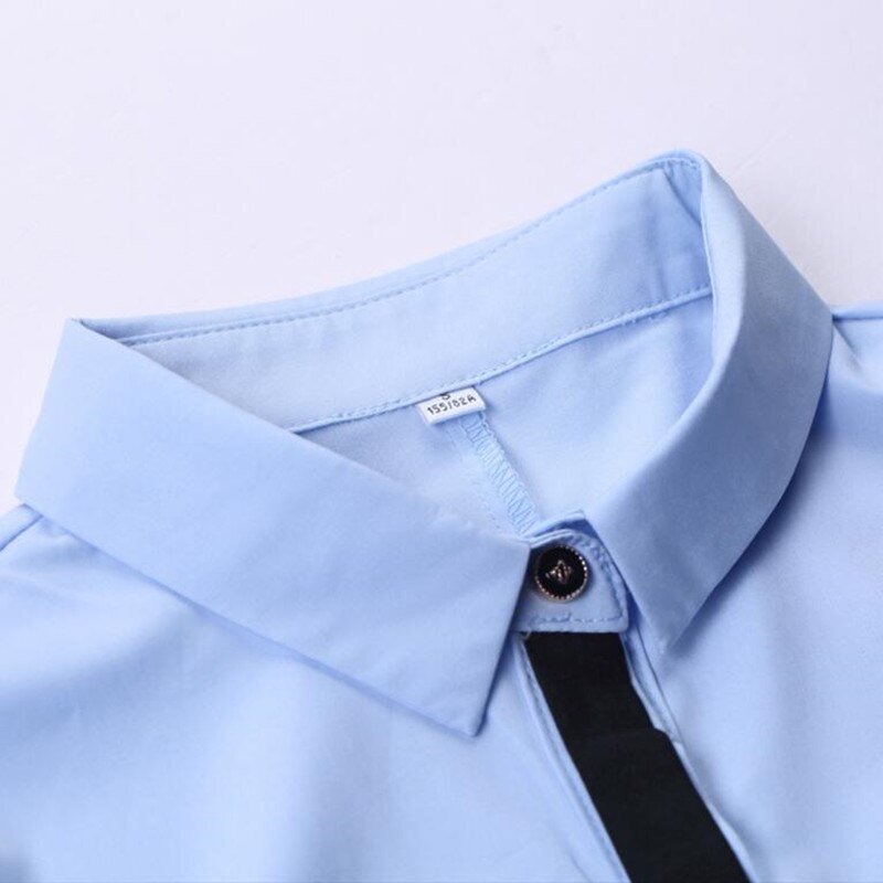 Kleren Ol Vrouwen Lange Mouw Herfst Slanke Patchwork Chiffon Blouse Kantoor Dames Plus Size Formele Tops