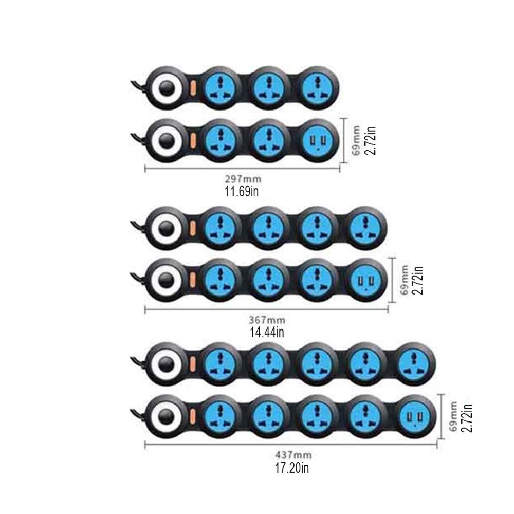 Overspanningsbeveiliging Stekkerdoos Met Usb Flexibele Roterende Pivot Outlets Usb Poorten Opladen Verlengsnoer