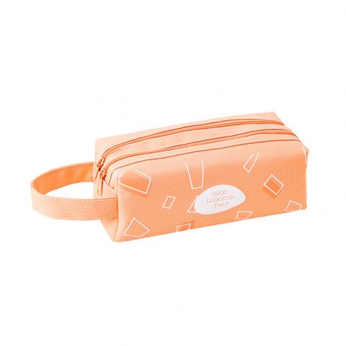 Estuche para lápices con cremallera de gran capacidad de 2 capas, estuche para lápices, papelería, bolsa para escuela: Flesh Pink