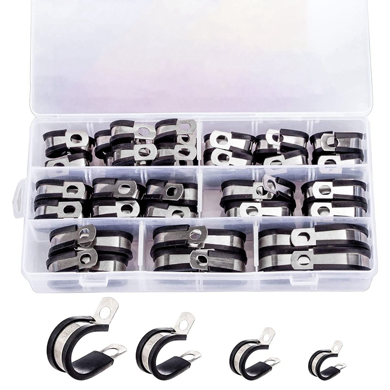 304 Stainless Steel Cable Clamp Rubber Pads, Pipe Clamps Are Used For Wiring, Wiring, Tubing, And Cords.: Default Title