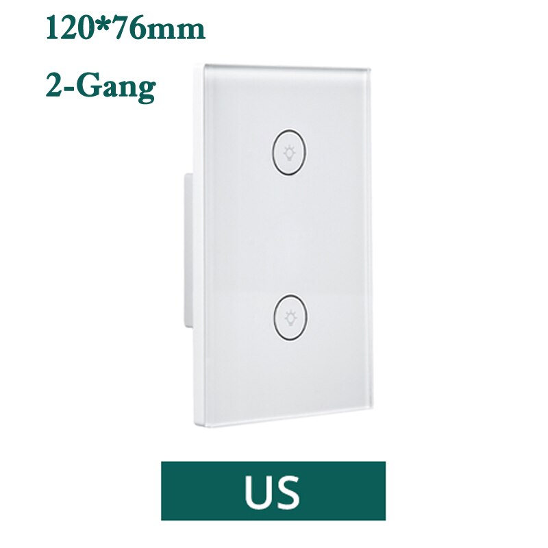 Tuya smart wifi switch smart life app alexa google home remote smart home wall touch switch eu  us 1 2 3 gang væg lys switch: 120us 2- gang hvid