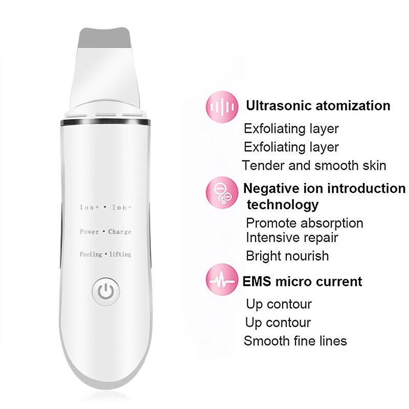 2021New Ultrasone Huid Scrubber Diepe Gezicht Reinigingsmachine Peeling Schop Facial Pore Cleaner Gezicht Huid Scrubber Lift Machine