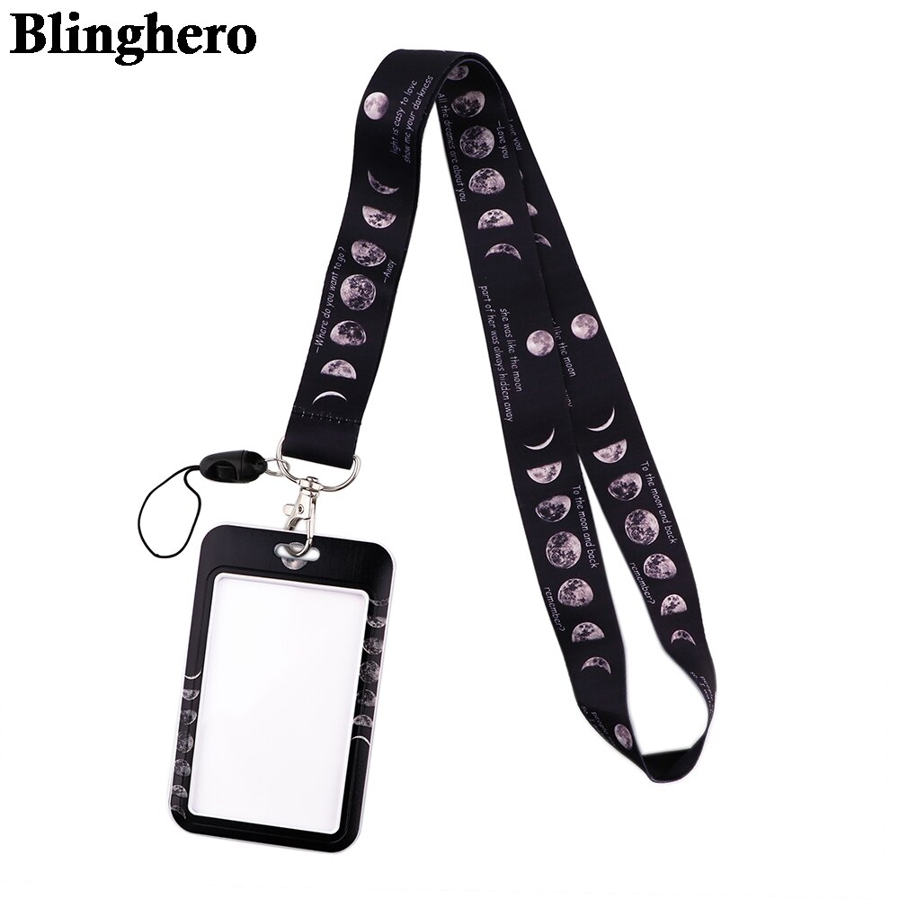 CB519 Maan Creatieve Zwarte Lanyard Badges Id Lanyards Mobiele Telefoon Touw Sleutel Lanyard Nek Bandjes Kantoor Accessoires