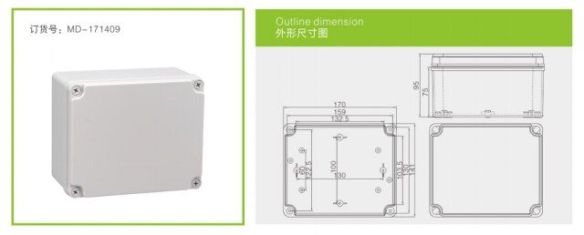 Free Factory ABS Waterproof Enclosure Box IP65 Plastic Junction Box Outdoor Electronic Poly-Carbonate Case: 170x140x95mm