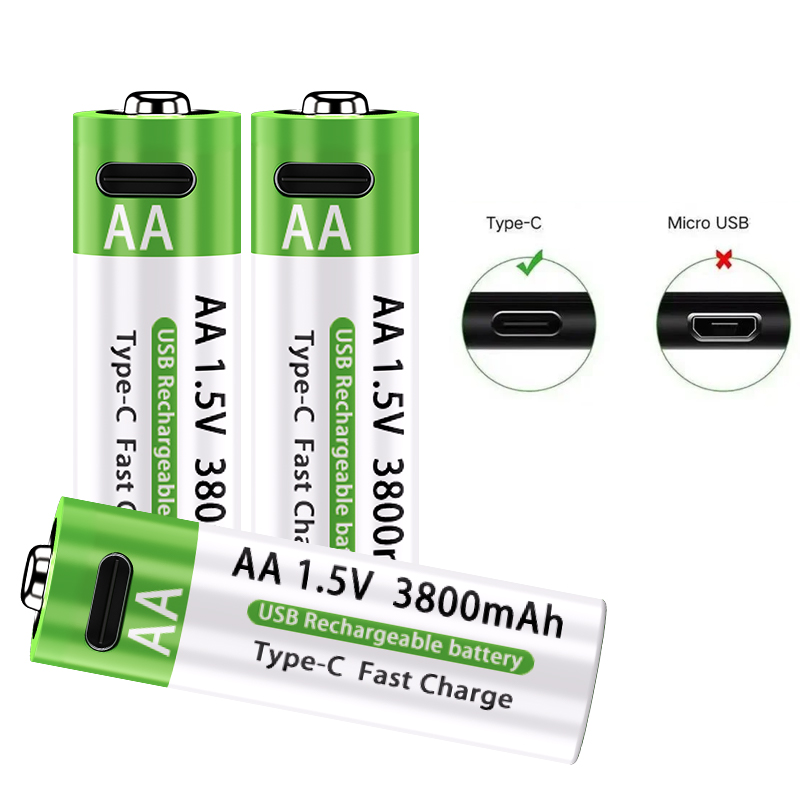 LIKEKALA Li-ion AA Rechargeable Batteries USB Lithium-ion 3800mAh 1.5V AA Rechargeable Batteries+ Data Cable and Storage Box