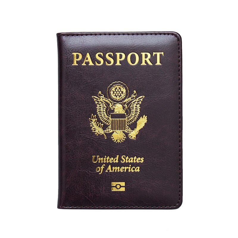 USA Passport Cover Pink Women Cute America Emblem Travel Passport Holder SIM Girls Soft PU Leather Passport Case: coffee