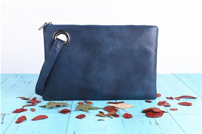 solid vrouwen clutch bag leer vrouwen envelop tas clutch bag vrouwelijke Koppelingen Handtas Onmiddellijk: Marine blauw