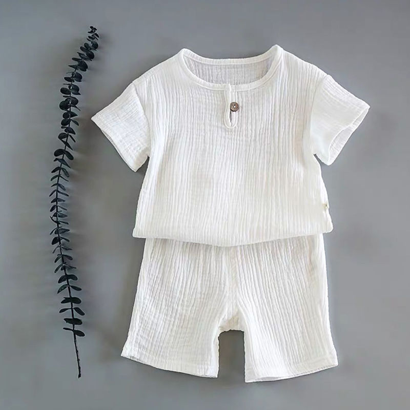 12M-8 Jahre 2 Stck Jungen Mädchen Kleidung setzt Sommer Baby Mädchen Kleidung Baumwolle Und Leinen retro freundlicher freundlicher Kleidung anzüge: Weiß / 120cm