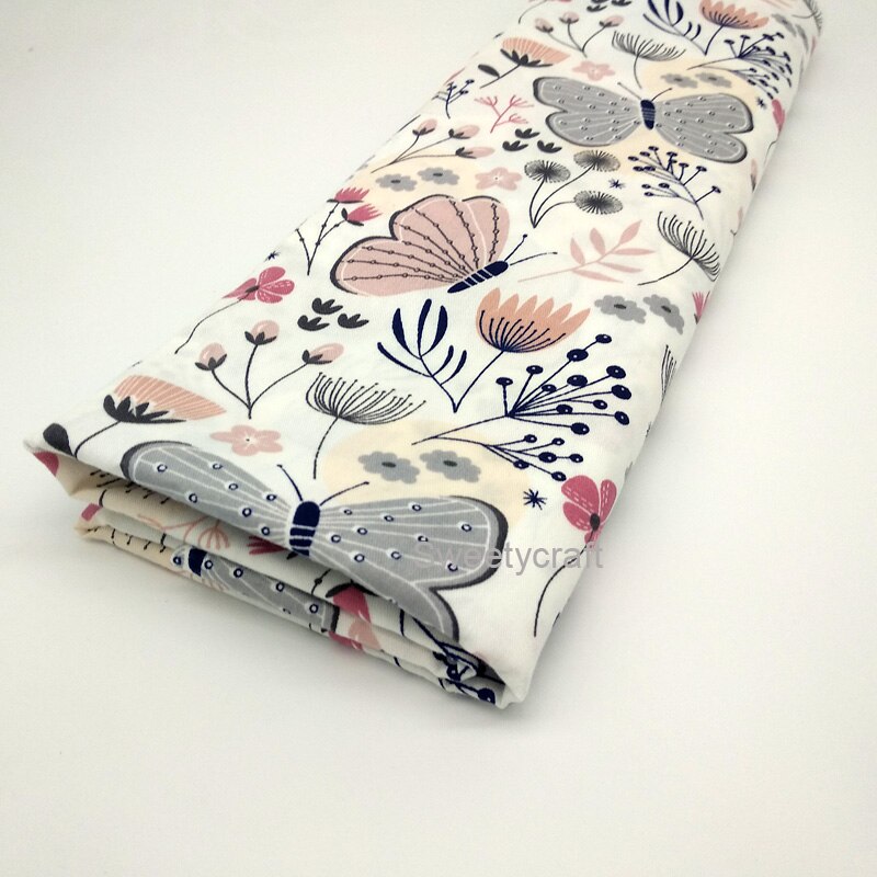 Diy tela de retales para acolchar bebé muñeca cunas cojines vestido telas para coser rosa azul mariposa impresa tela de algodón Tecido: 50X80cm / Cotton Fabric 1