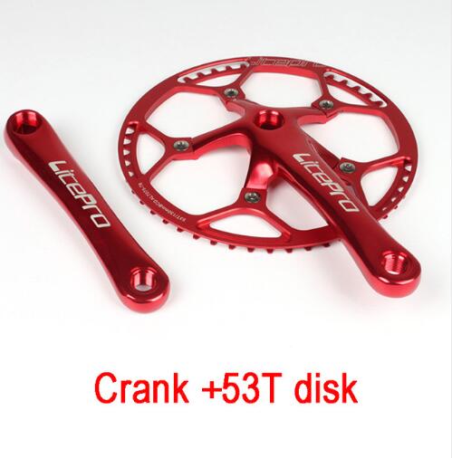 Litepro sykkel kranksett integrert enkelt kranksett krank 45t 47t 53t 56t 58t bcd 130mm for sammenleggbar sykkel sykkel kranksett 170mm: 53t røde