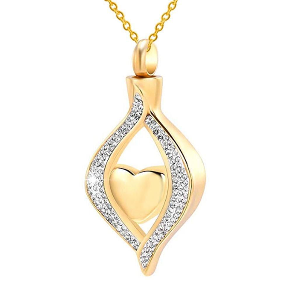 Gioielli in cremazione in acciaio inossidabile per ceneri The Eye of My Heart gioielli commemorativi per ricordo incisi per ciondolo collana in urna: Gold No Engrave