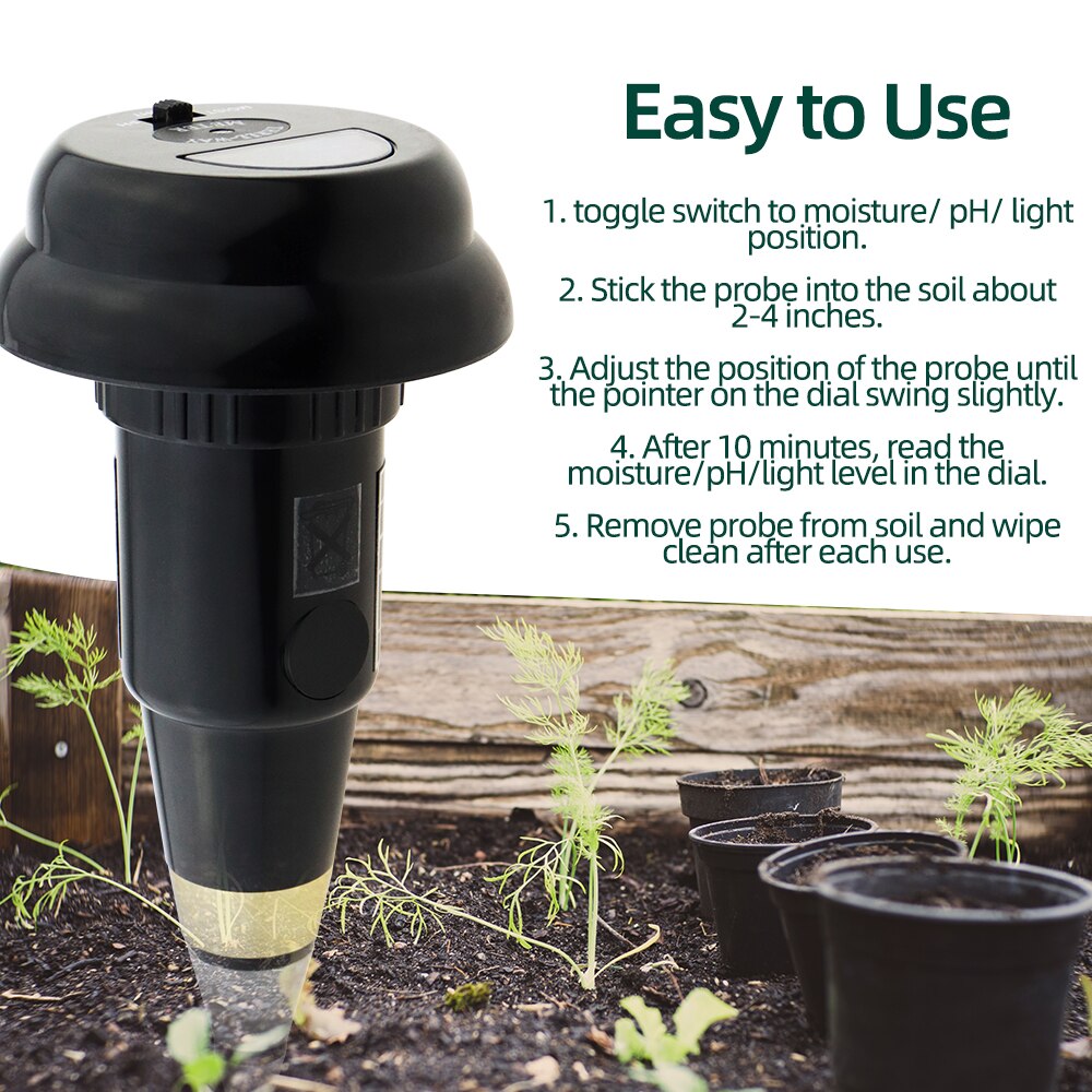 2/3/4/5 in 1 Soil PH Meter Moisture Monitor Sunlight Intensity Temp Tester Soil Water PH Light Meter Garden Test Tool for Plants