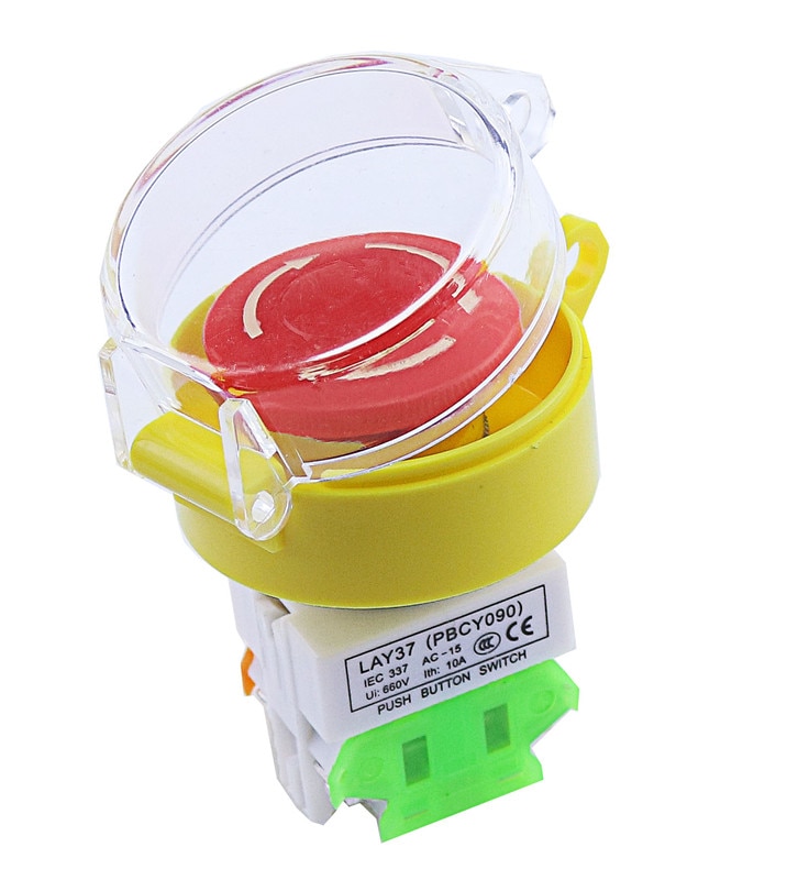 Red Mushroom Cap 1NO 1NC DPST Emergency Stop Push Button Switch AC 660V 10A