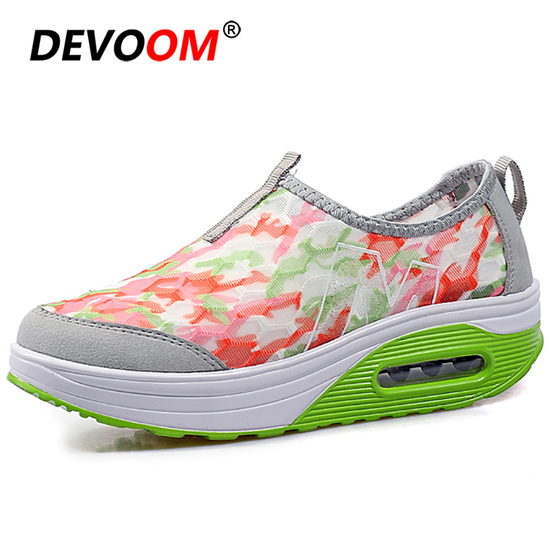 Summer Female Slimming Shoes Sneakers Women Breathable Hollow Toning Shoes Platform Fitness Sport Air Cushion Swing Shoes