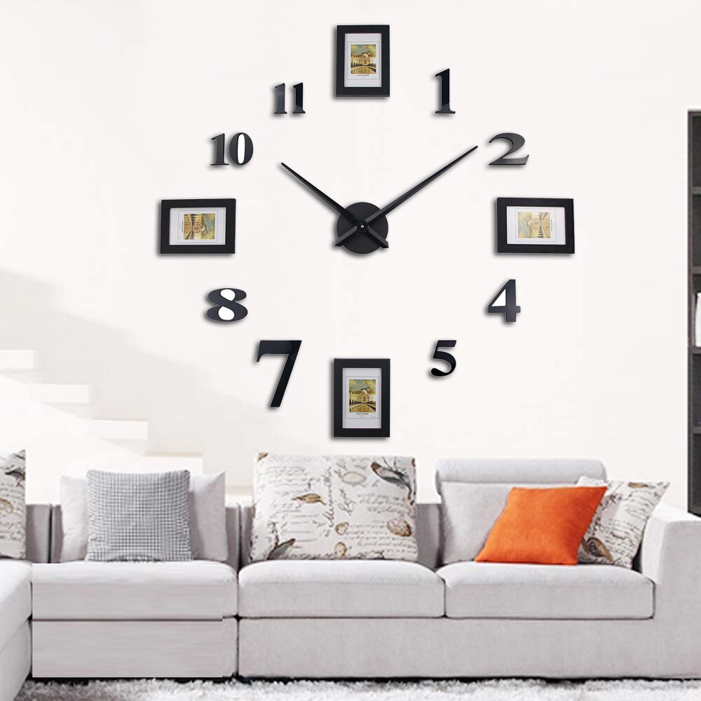 DIY Wall Clock 3D Photo Frame Wall Clocks Large Mute Watch Stickers for Home Decor Photo Frame Diy Wall Clock Watch