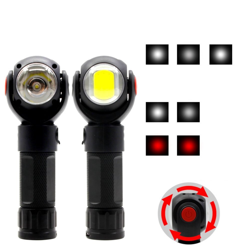Rechargeable T6 + COB LED 360 Rotating Flashlight Work Lamp Light Magnetic Dual lamp head rotating LED flashlight